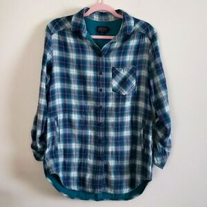 Pendleton flannel plaid teal purple button down shirt, women's size small